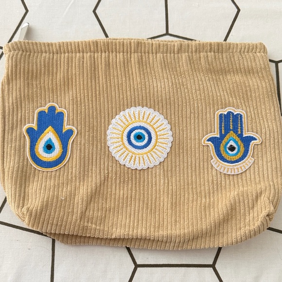 Corduroy Pouches with Evil Eye Designs - Picture 3 of 9